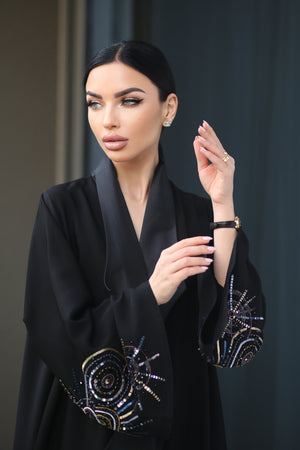 LUXURY BLACK HAND EMBROIDERY ABAYA