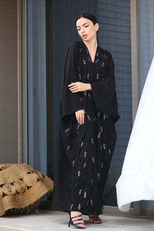 MODERN CRYSTALZED CASUAL BLACK ABAYA