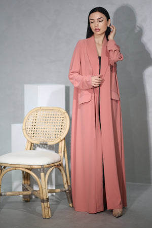 PEACH BLAZER OPEN ABAYA