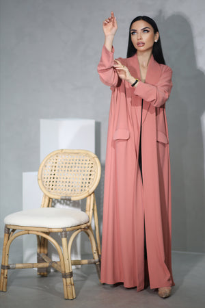 PEACH BLAZER OPEN ABAYA