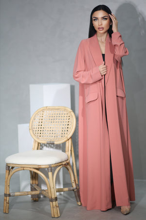 PEACH BLAZER OPEN ABAYA