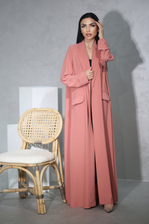 PEACH BLAZER OPEN ABAYA