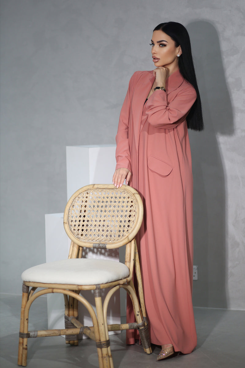 PEACH BLAZER OPEN ABAYA