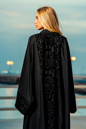 Trendy Abaya Soalon with Velvet Design.