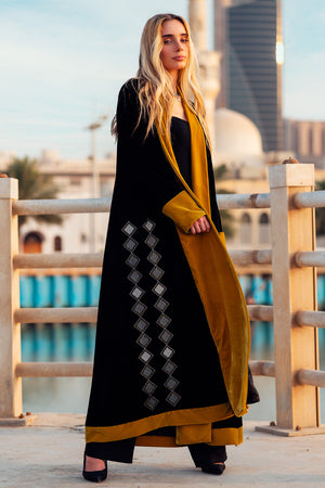 BISHT STYLE VELVET ABAYA