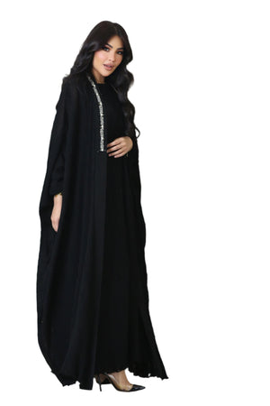 BLACK SWAROVSKI CRYSTALIZED SOALON ABAYA.