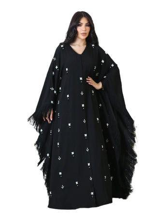 BLACK SWAROVSKI CRYSTALIZED  BUTTERFLY DESIGN ABAYA