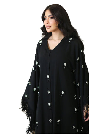 BLACK SWAROVSKI CRYSTALIZED  BUTTERFLY DESIGN ABAYA