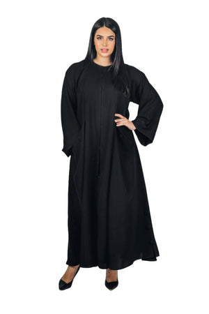 عباية سادة سوداء سينجل كلوش خام كريب 