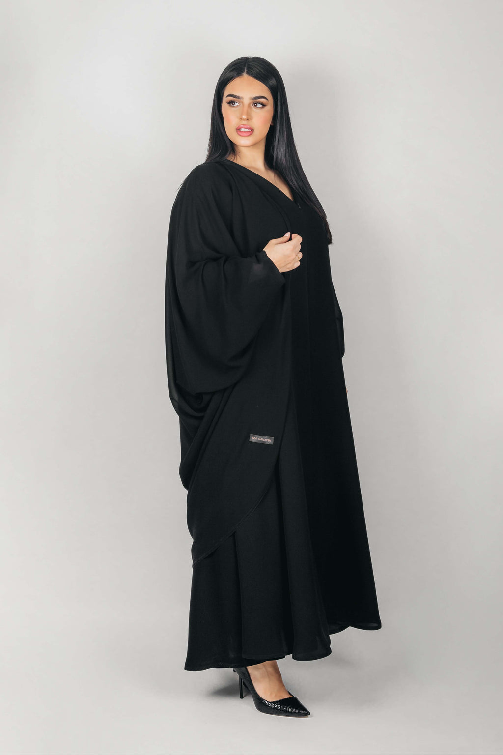 BLACK BUTTERFLY LAYERED CREPE ABAYA.