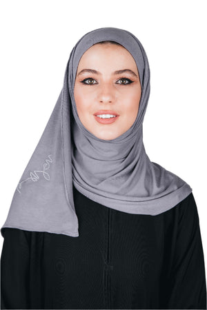 LIGHT GREY STRETCH COTTON SCARVE.