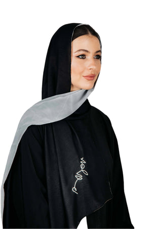  سكارف شيفون  رمادي فاتح و أسود    