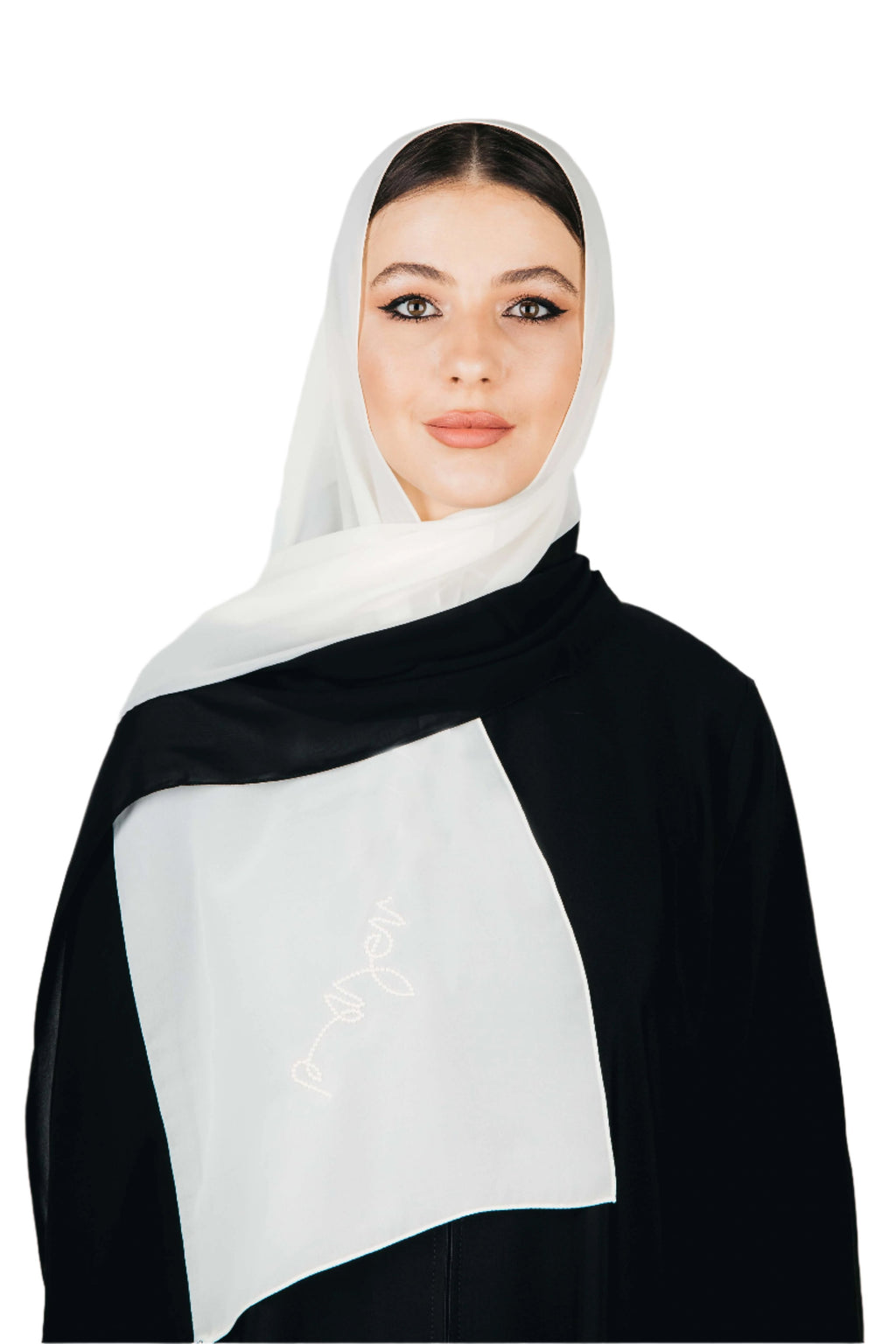 BLACK- WHITE FLANNEL CHIFFON SCARVE.