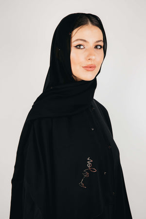 BLACK BAROQUE SWAROVSKI CRYSTALIZED CHIFFON SHEILA.