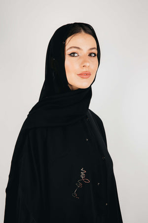 BLACK BAROQUE SWAROVSKI CRYSTALIZED CHIFFON SHEILA.