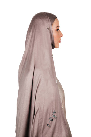 LIGHT AMETHYST WAVE CRYSTALIZED COTTON STRETCH SCARVE.