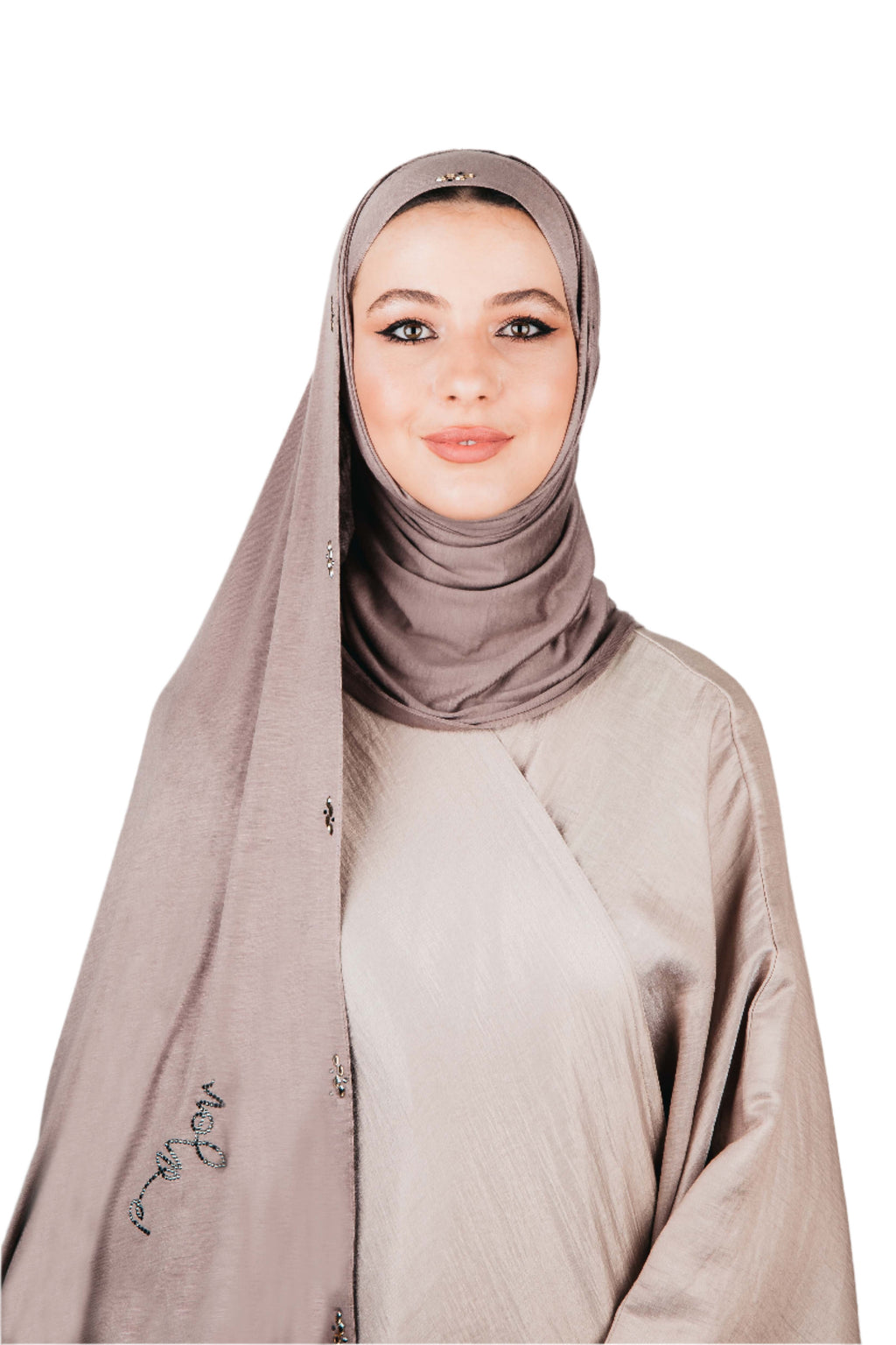 LIGHT AMETHYST WAVE CRYSTALIZED COTTON STRETCH SCARVE.