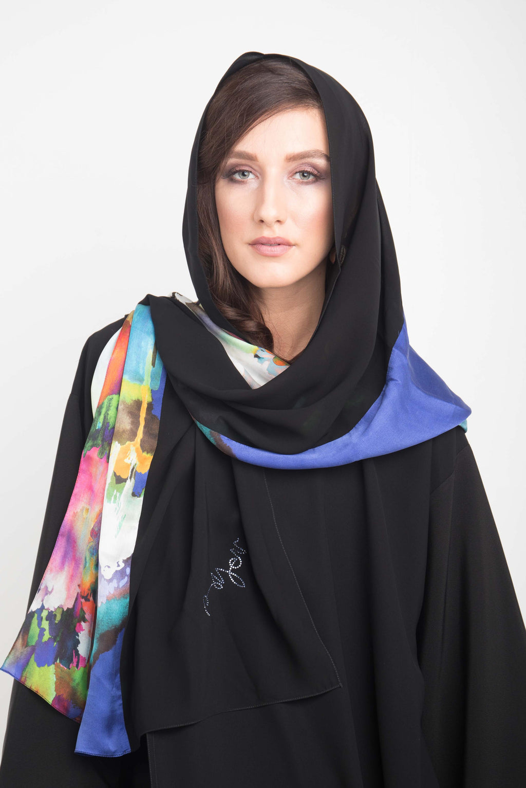 BLACK FLANNEL MULTICOLORED CHIFFON SHEILA.