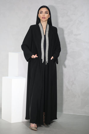 MODERN CRYSTALZED OCASION BLACK ABAYA