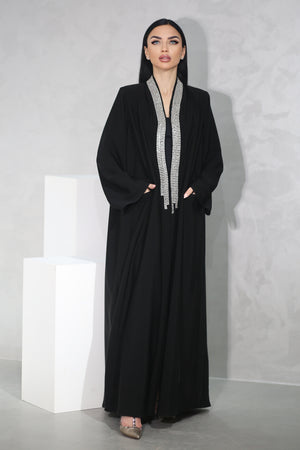 MODERN CRYSTALZED OCASION BLACK ABAYA