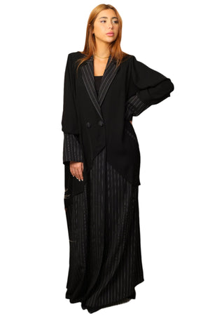 BLACK BLAZER CUT LENIN SALONA COLSED ABAYA