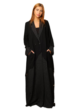 BLACK BLAZER CUT LENIN SALONA COLSED ABAYA