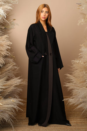 BLACK INTERANET CREPE BLAZER CUT CLOSED ABAYA