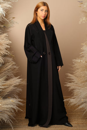 BLACK INTERANET CREPE BLAZER CUT CLOSED ABAYA