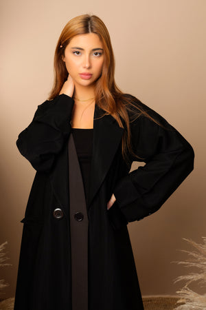 BLACK INTERANET CREPE BLAZER CUT CLOSED ABAYA