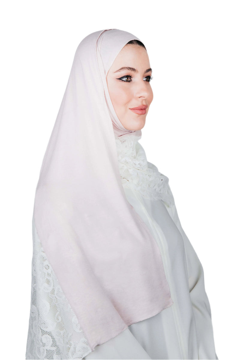 WHITE FRENCH LACE BEIGE COTTON SCARVE.