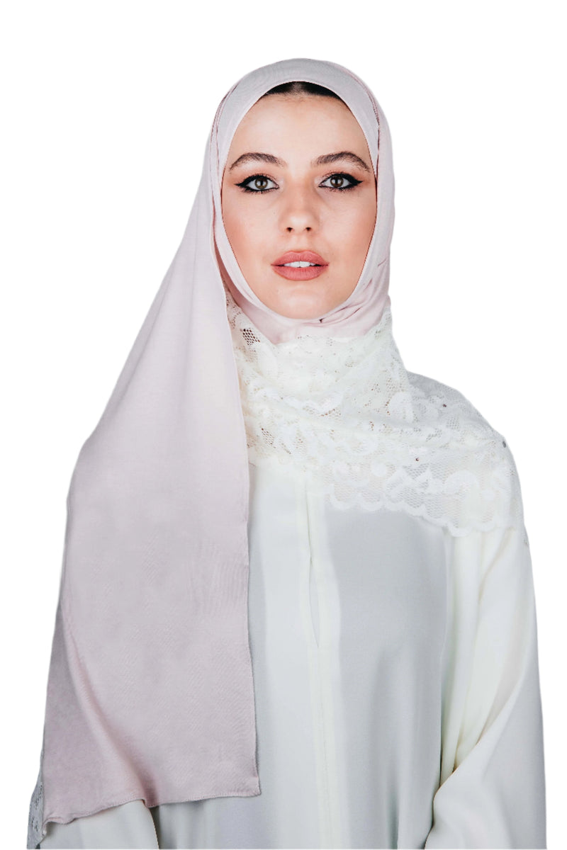 WHITE FRENCH LACE BEIGE COTTON SCARVE.