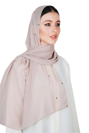 BLUSH ROSE WING SWAROVSKI CRYSTALIZED CHIFFON SCARVE.